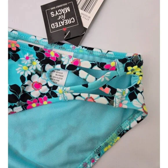 California Waves Womens Blue Floral Strappy Swim Bottom. XSmall - Picture 6 of 7